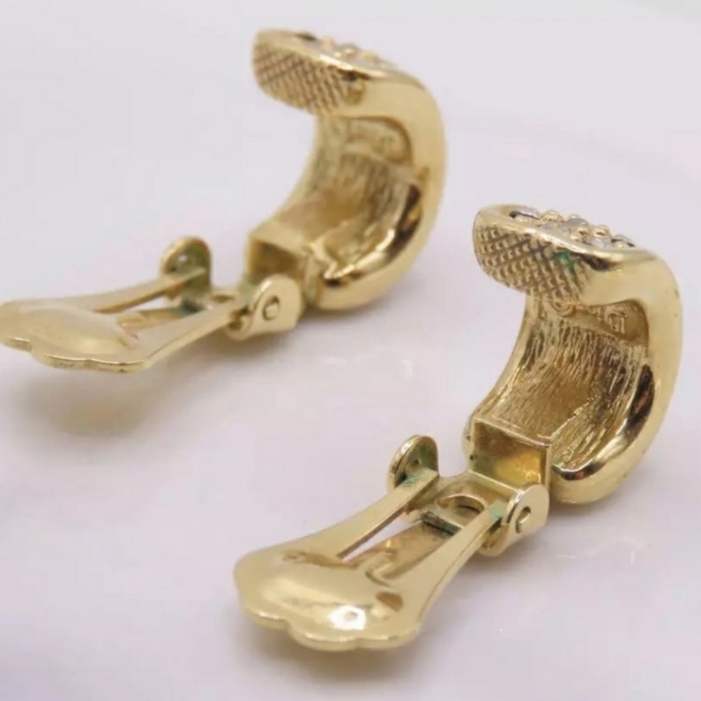 Dior Vintage Gold Tone Crystal Clip- On Earrings... - Picture 5 of 6
